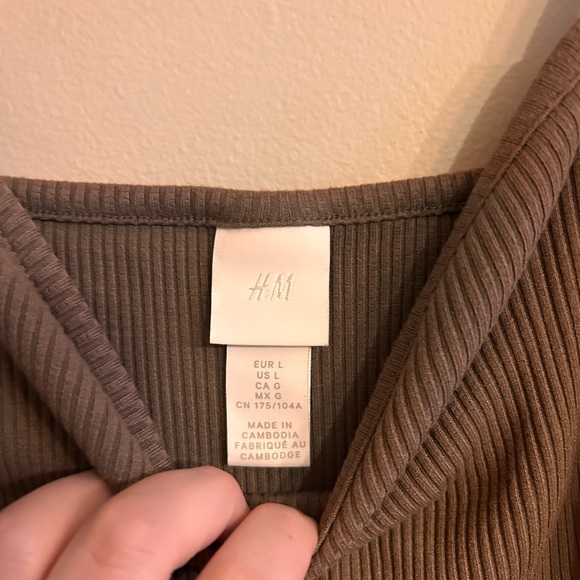 H&M Ribbed Sweetheart Crop Camisole in Brown - Picture 3 of 3